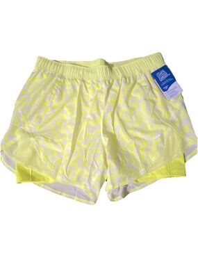Brooks Woman Size Large Speed Check Lime Chaser 2 in1 5" Shorts Recycled Fabric
